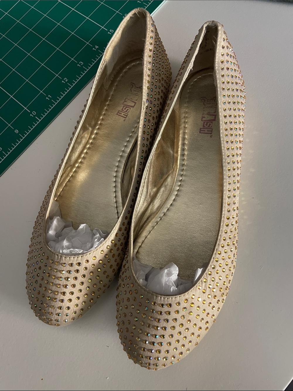 Brash Champagne Gold Studded Ballet Flats